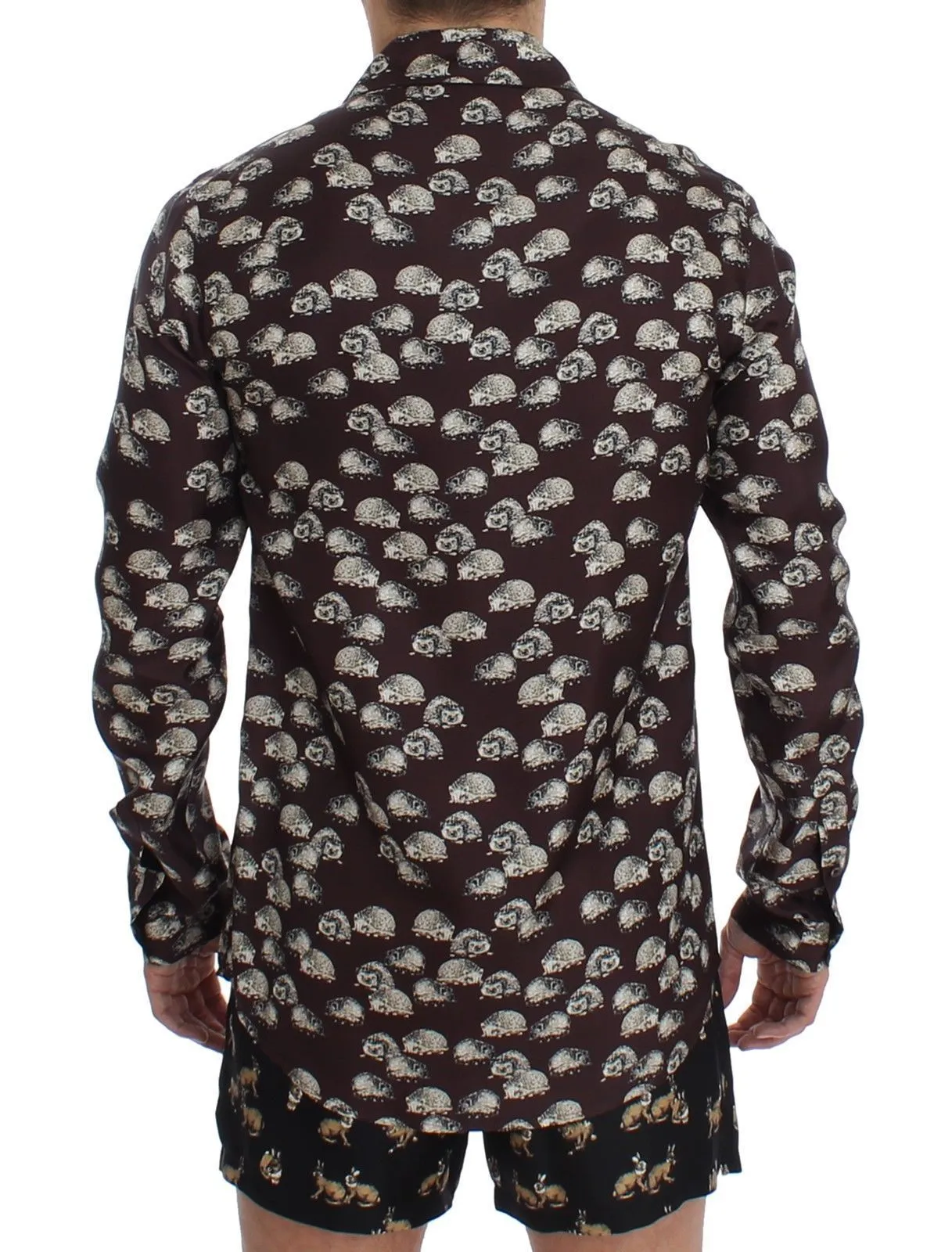 Purple Hedgehog SILK Pajama Shirt Sleepwear