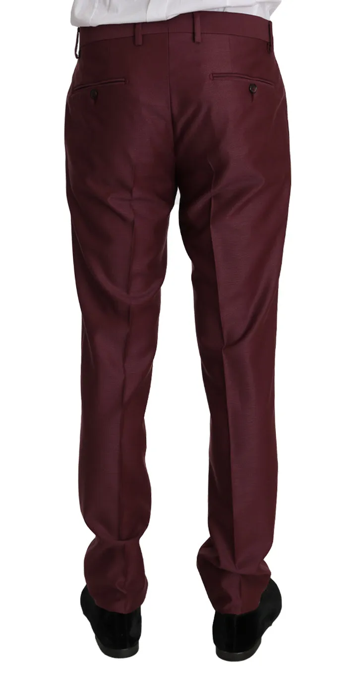 Purple Wool 3 Piece Double Breasted Suit