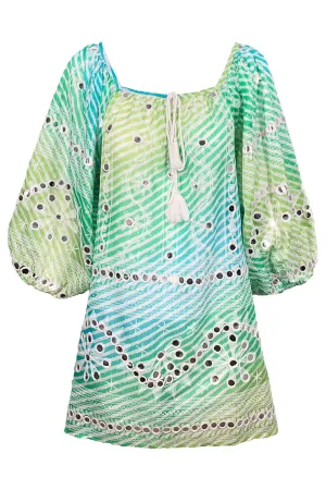 Rainbow Boho Blouse with Embroidery