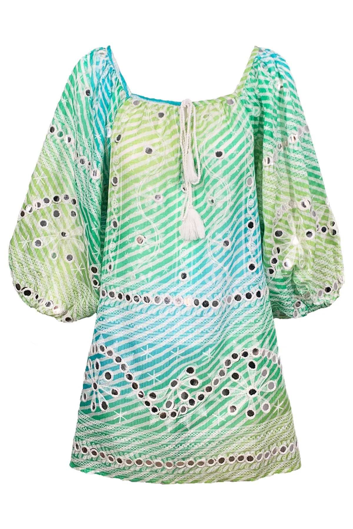 Rainbow Boho Blouse with Embroidery