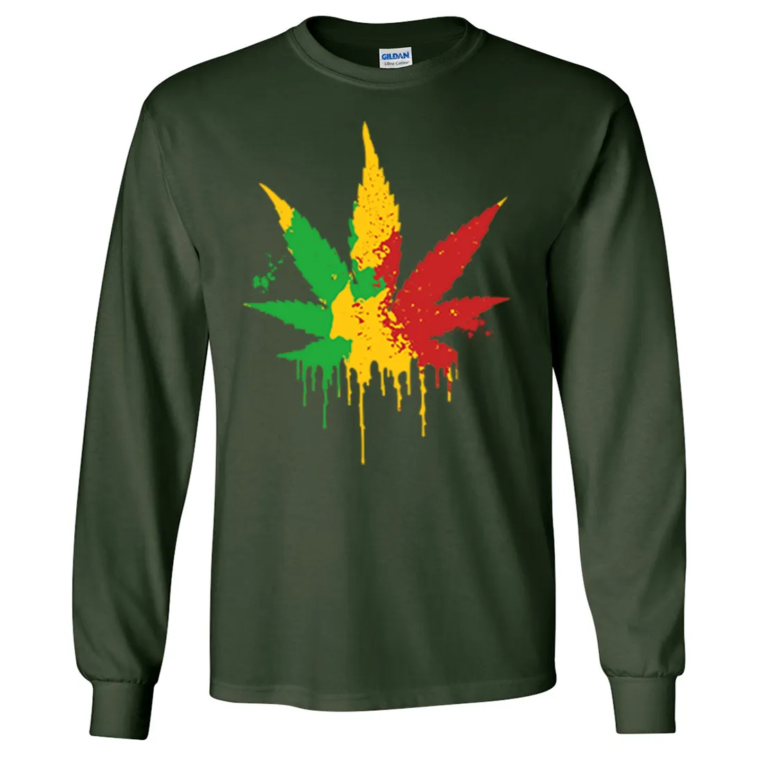 Rasta Pot Leaf Long Sleeve Shirt