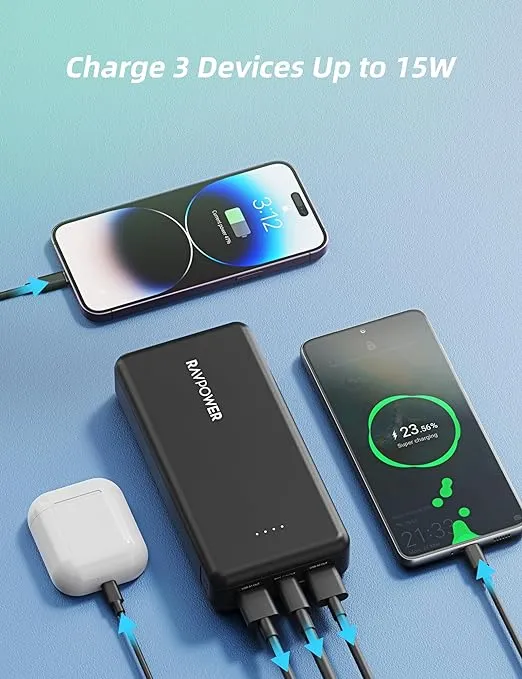 Rav Power RP-PB1216 PD Pioneer 20000mAh 15W 4 Ports Power Bank Black Global Version