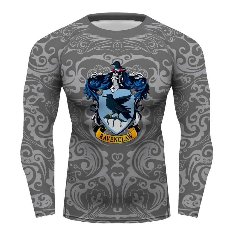 Ravenclaw Harry Potter Long sleeve Compression Training Rash Guard for MMA BJJ Wrestling