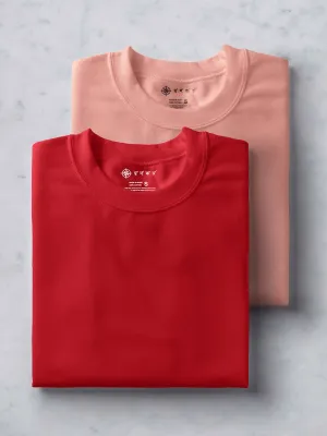Red & Sunset Pink T shirt Combo