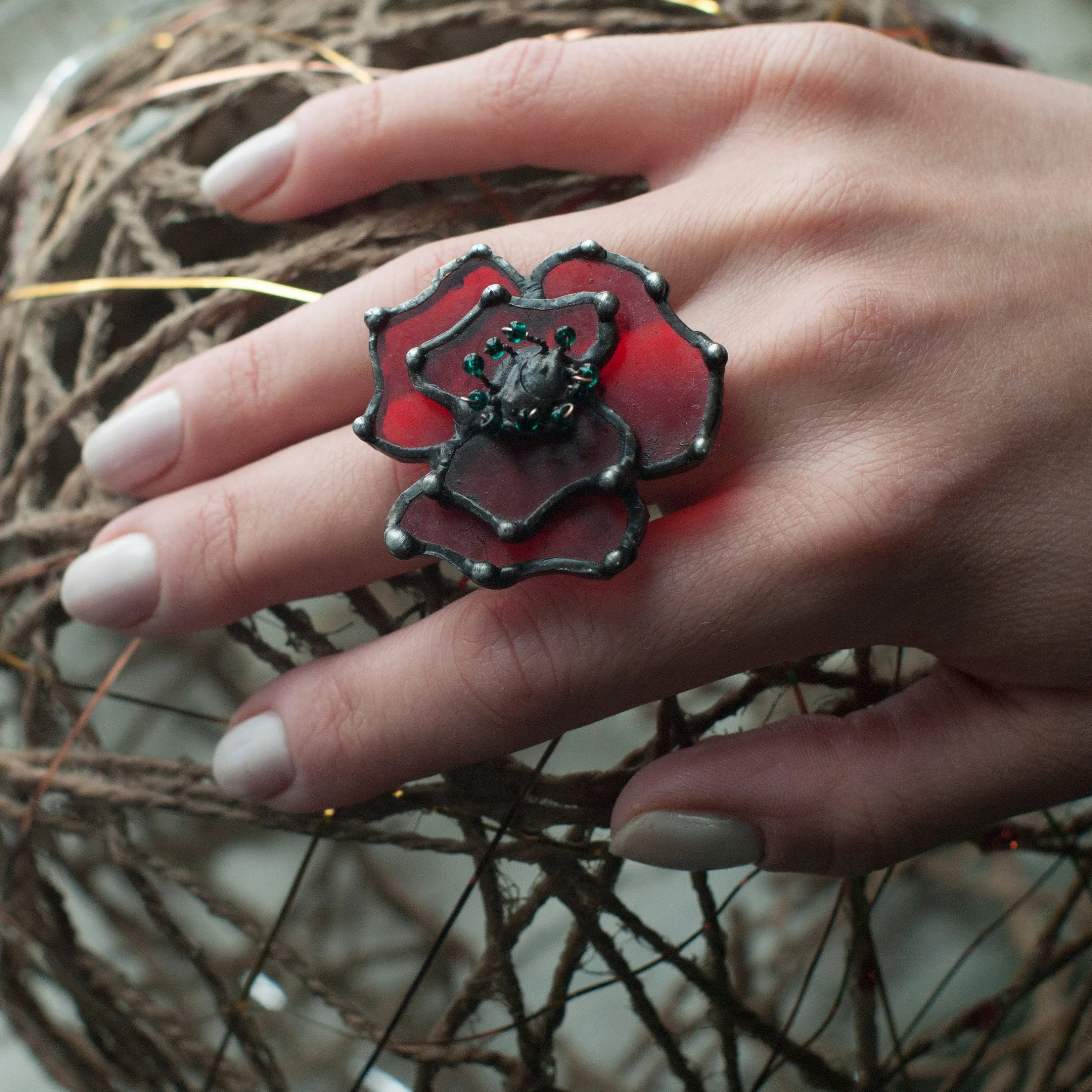 Red Flower Ring