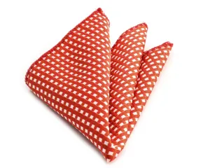 Red Small White Pocket Square for Men - Premium Silk Handkerchiefs for Suits