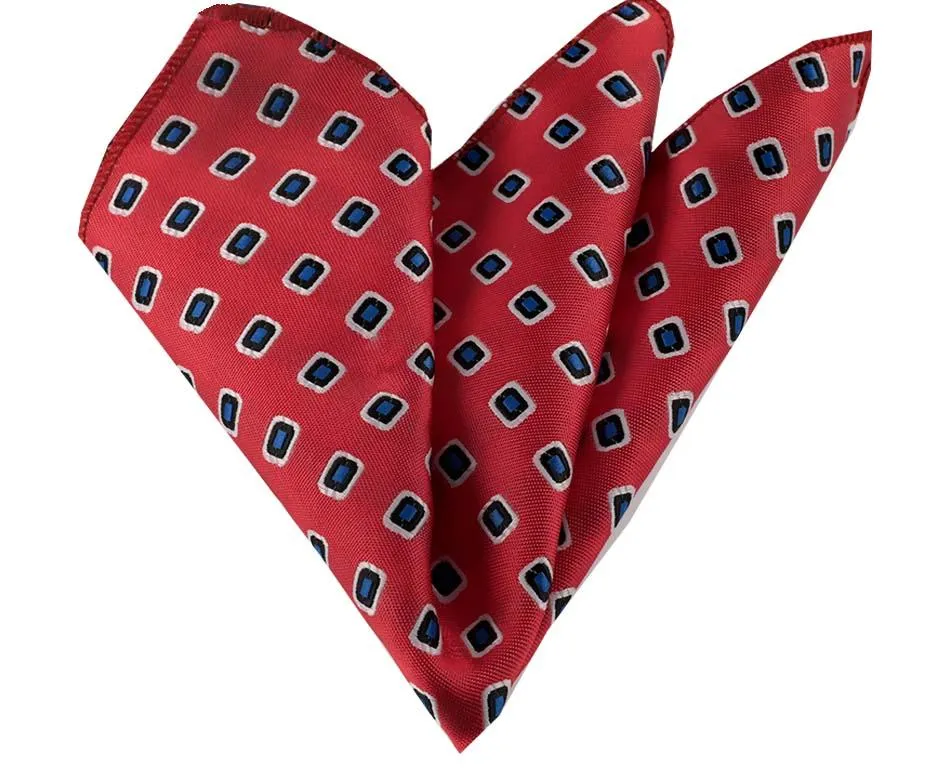Red with Blue Pocket Square for Men - Premium Silk Handkerchiefs for Suits