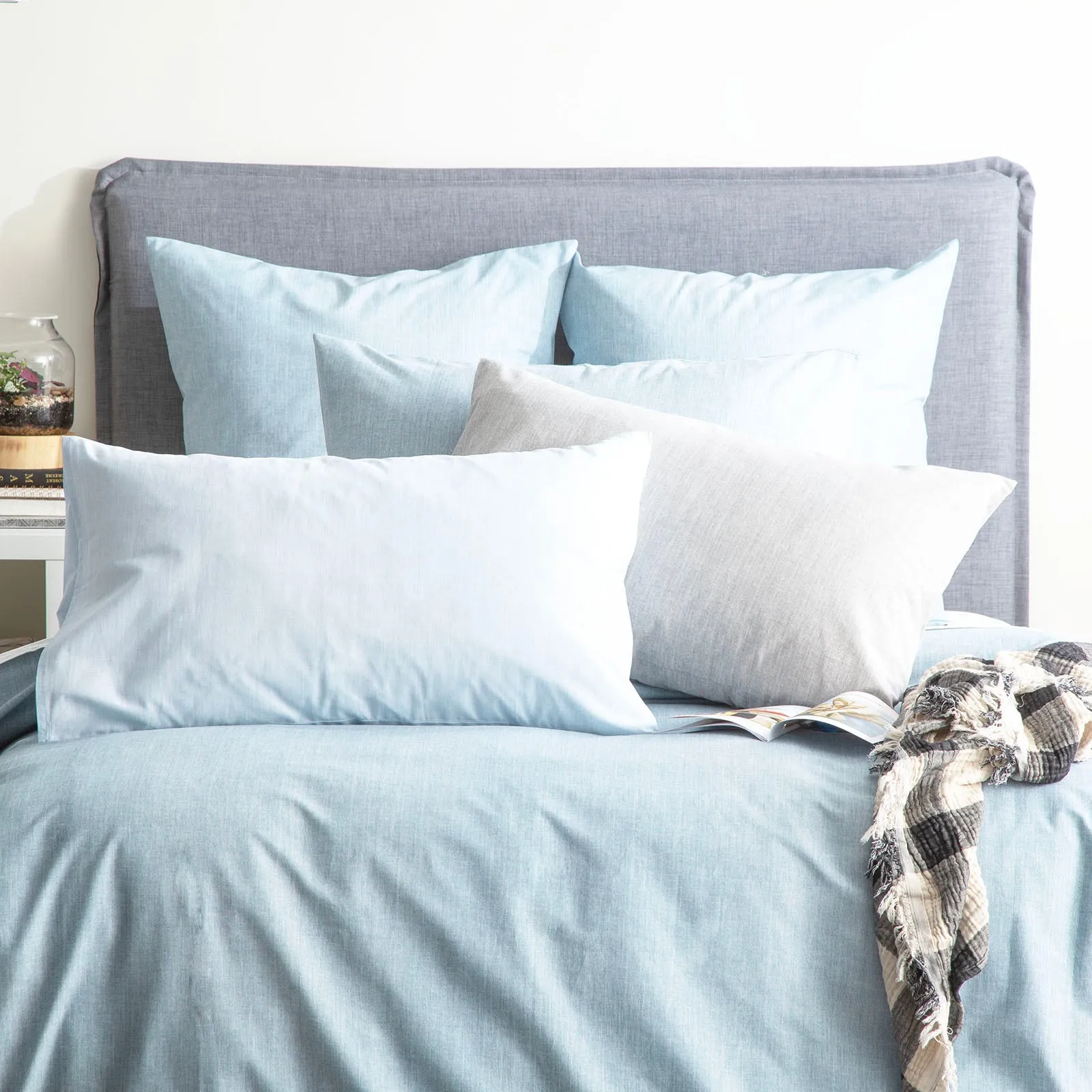 Renee Taylor Chambray Washed Cotton Quilt cover Set - Castlerock