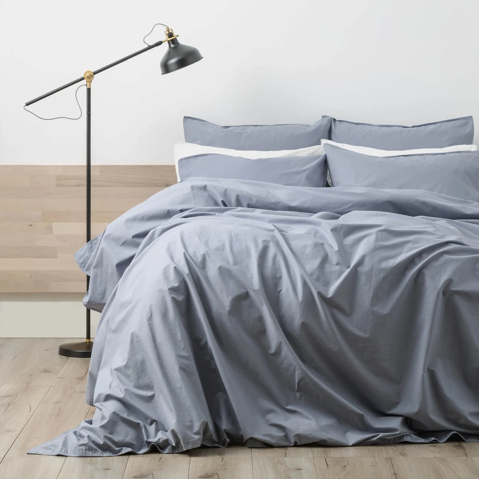 Renee Taylor Helena Vintage Stone washed Quilt Cover Set - Dusty Blue