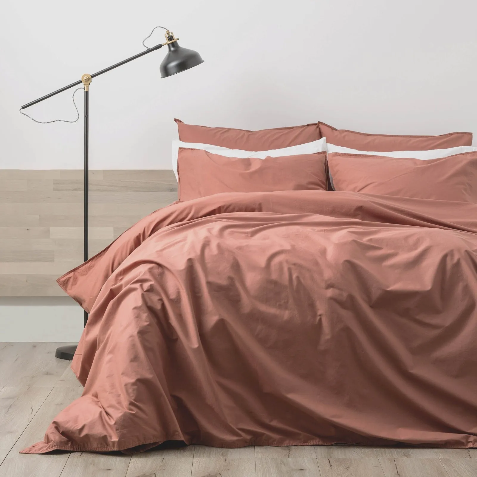 Renee Taylor Helena Vintage Stone washed Quilt Cover Set - Redwood