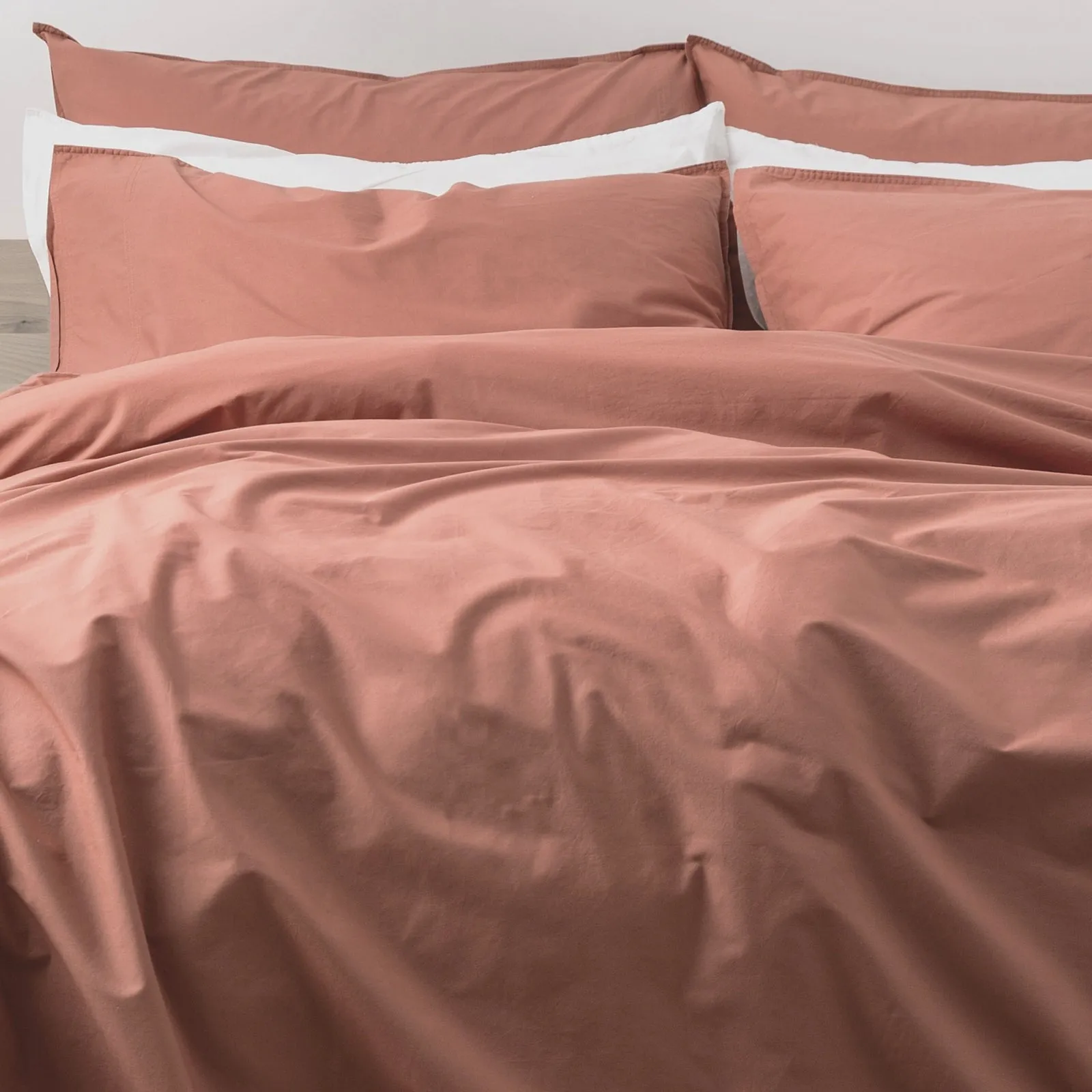 Renee Taylor Helena Vintage Stone washed Quilt Cover Set - Redwood