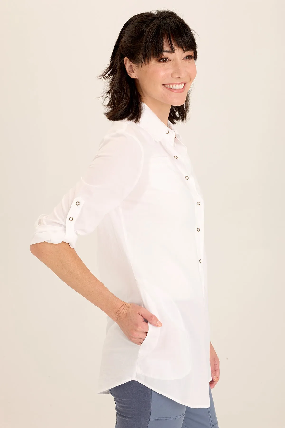 Reporter Soft Voile Button-Down Blouse