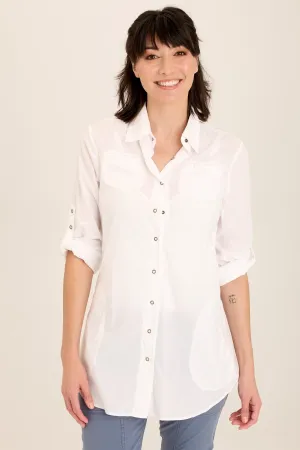 Reporter Soft Voile Button-Down Blouse