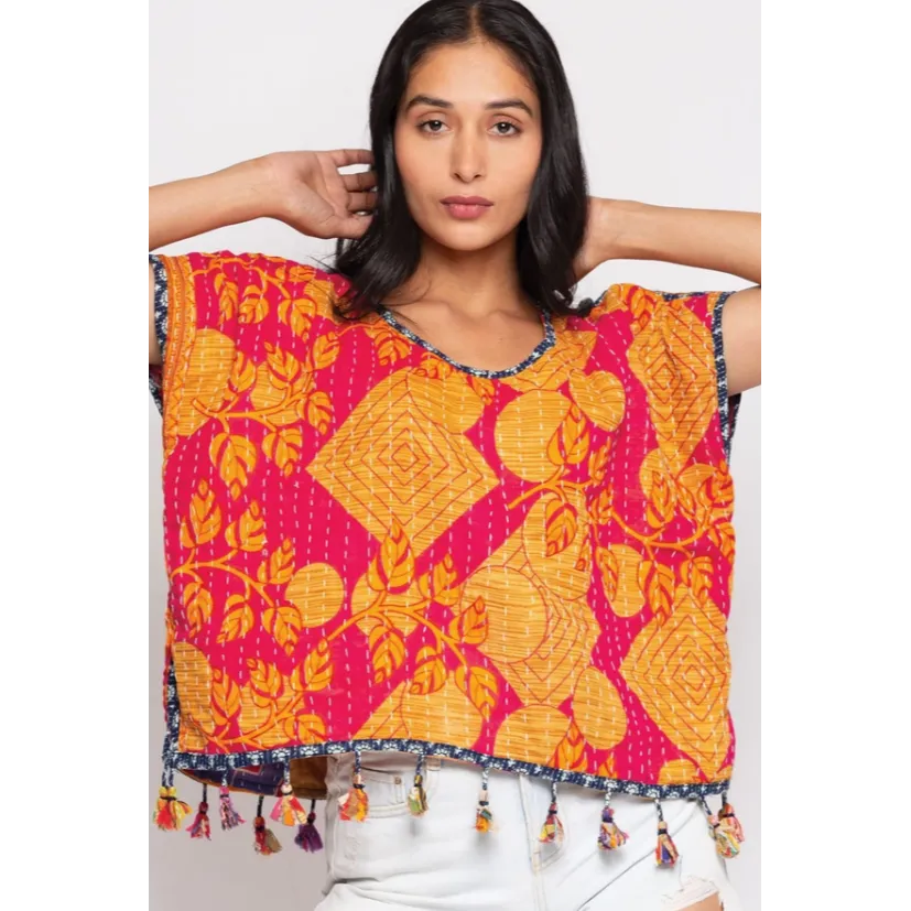 Reversible Tassel Kantha Top