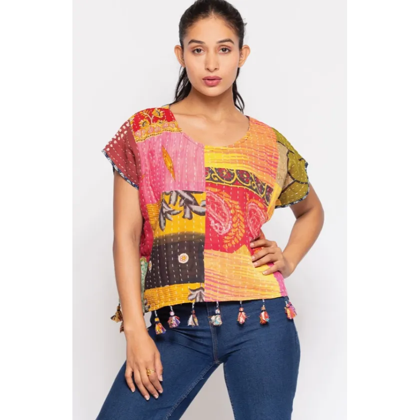 Reversible Tassel Kantha Top