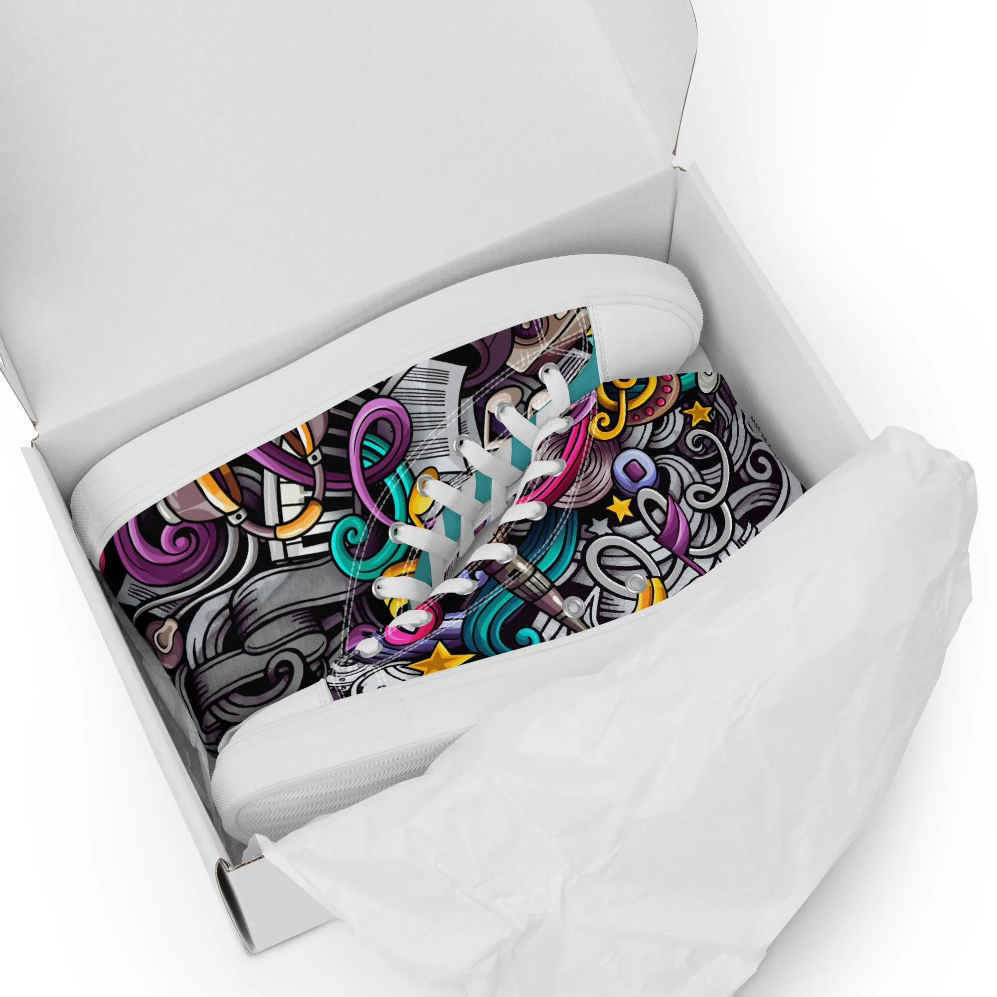 Rhythmic Vibes 🎶 High Top Canvas Women's Sneakers