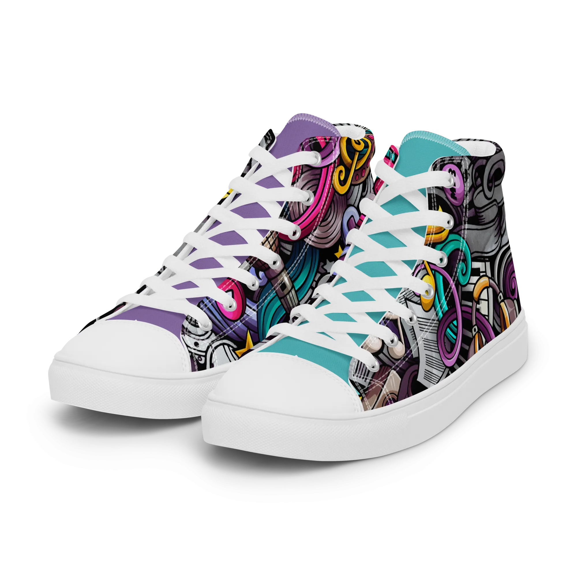 Rhythmic Vibes 🎶 High Top Canvas Women's Sneakers