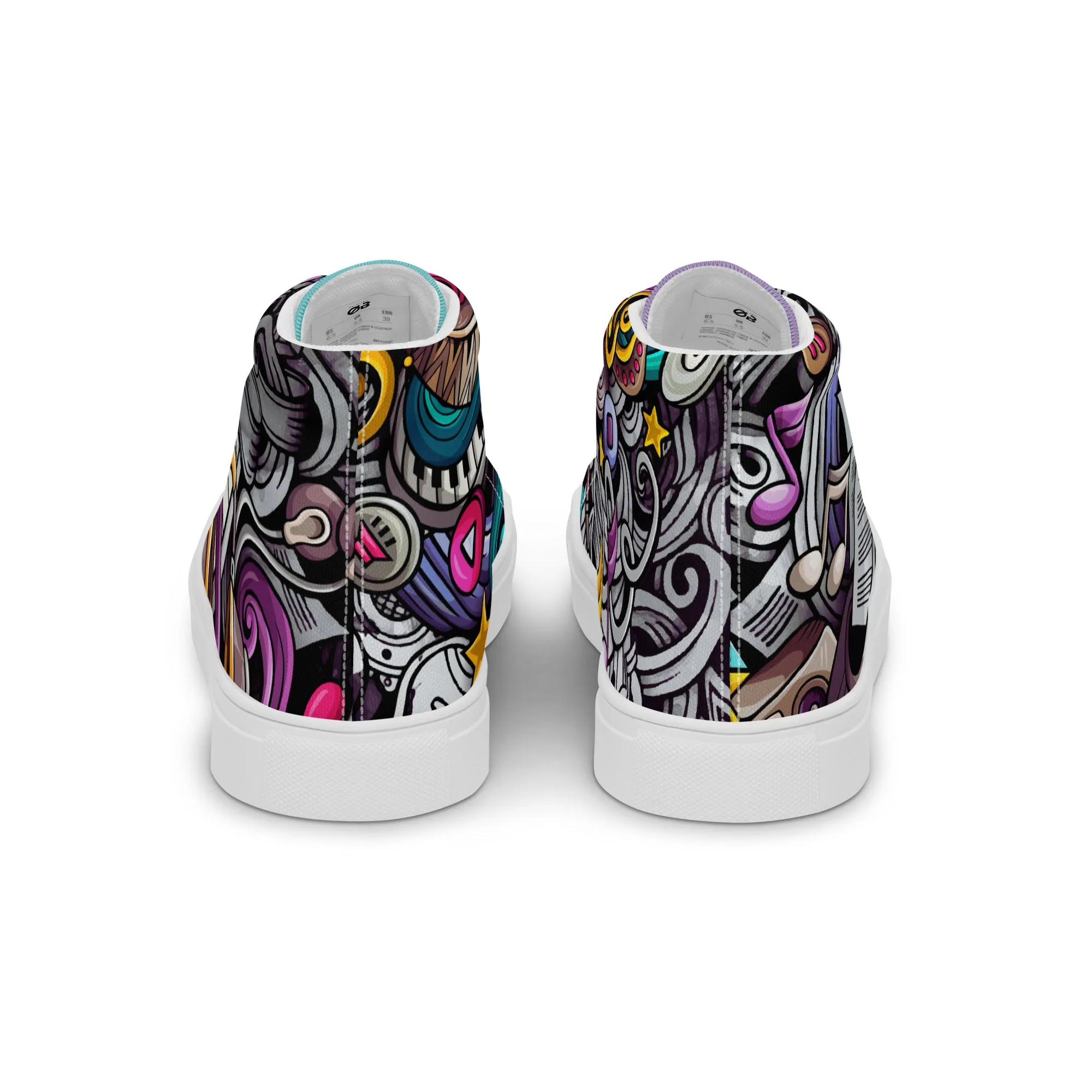 Rhythmic Vibes 🎶 High Top Canvas Women's Sneakers