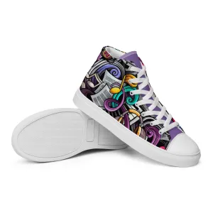 Rhythmic Vibes 🎶 High Top Canvas Women's Sneakers