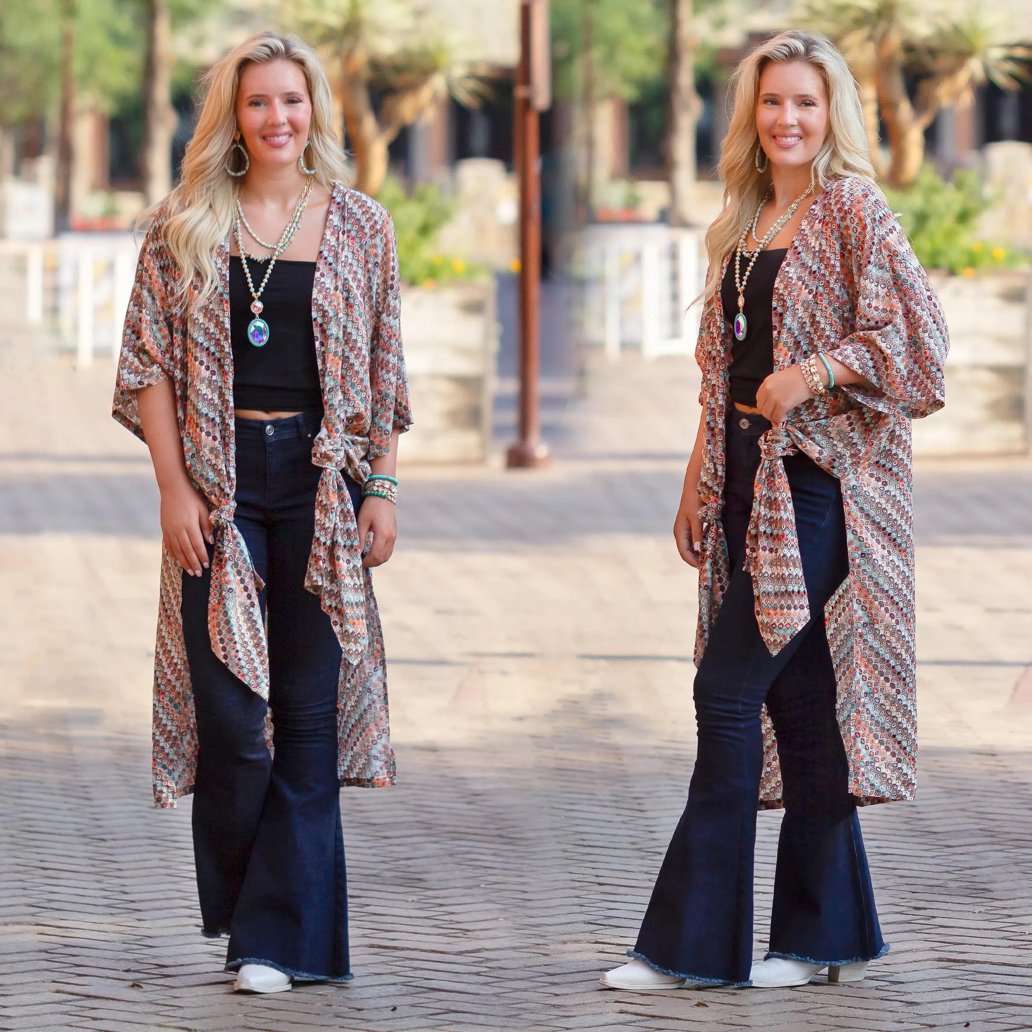 Rust Boho duster with side slits