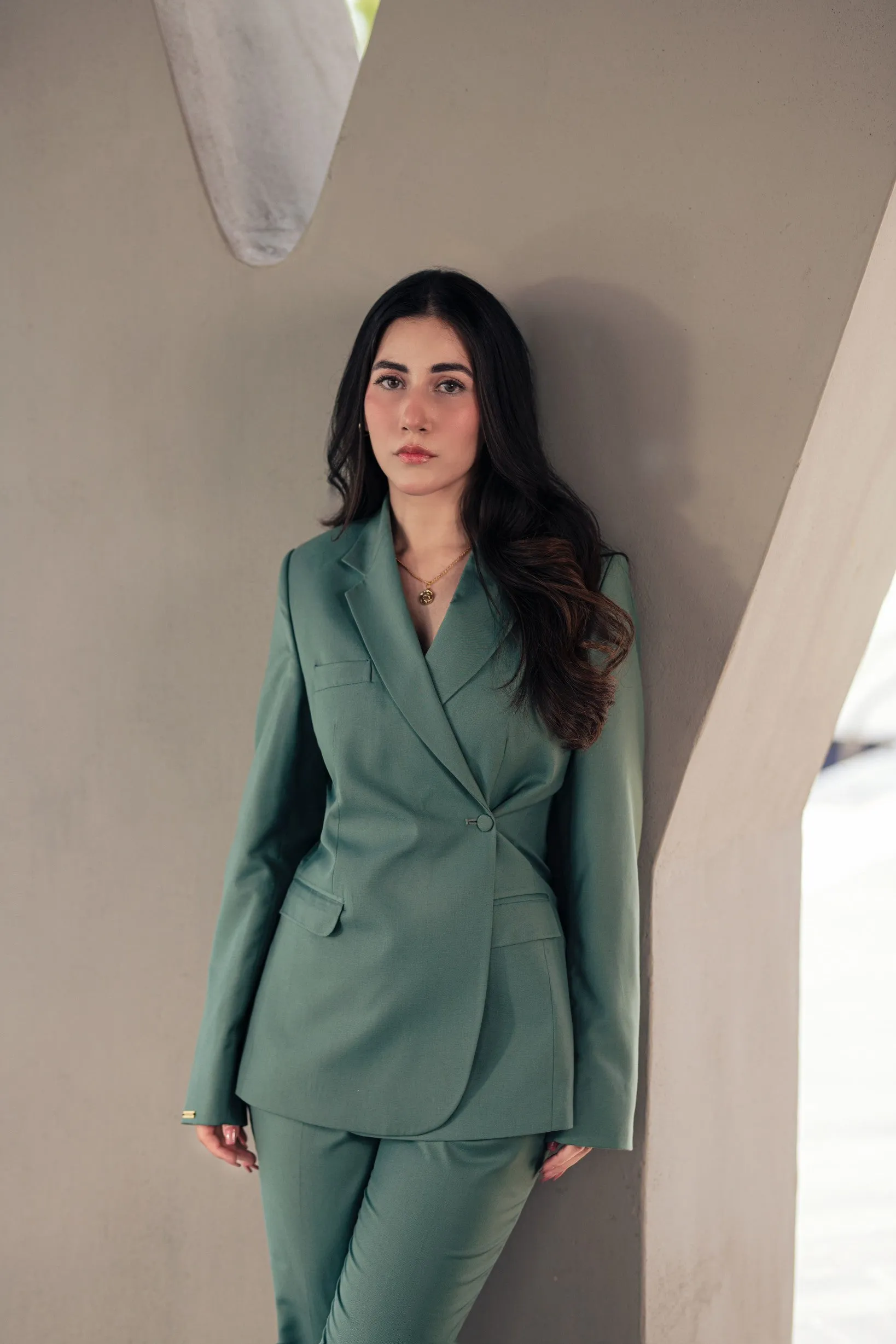 Sage Green - Cross Buttoned Suit (Limited Edition)