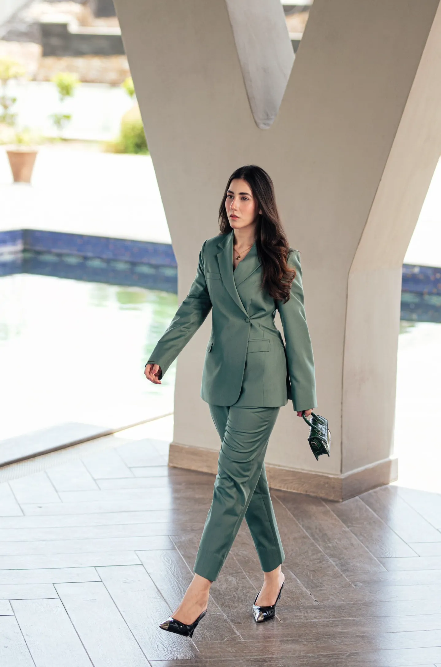 Sage Green - Cross Buttoned Suit (Limited Edition)
