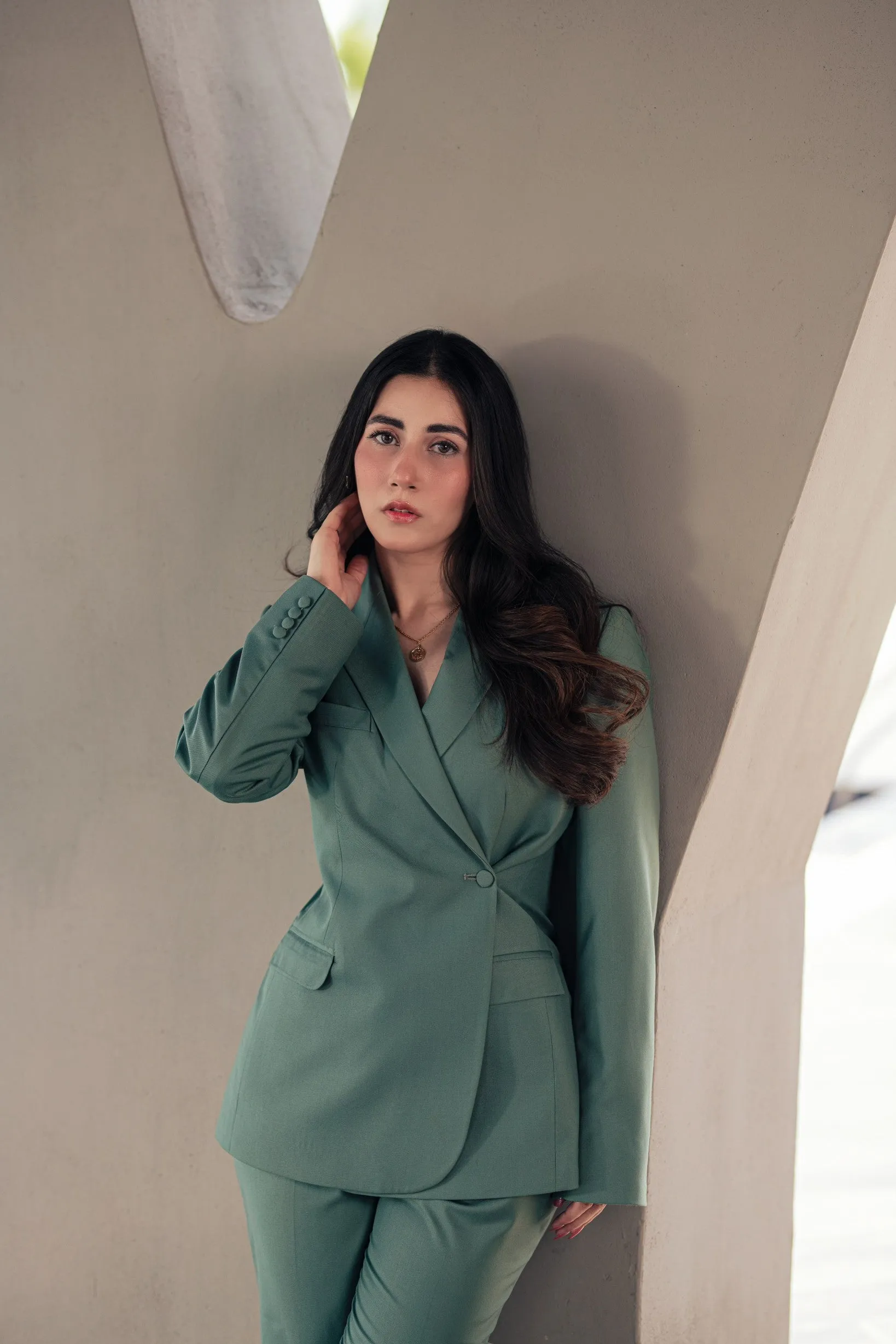Sage Green - Cross Buttoned Suit (Limited Edition)
