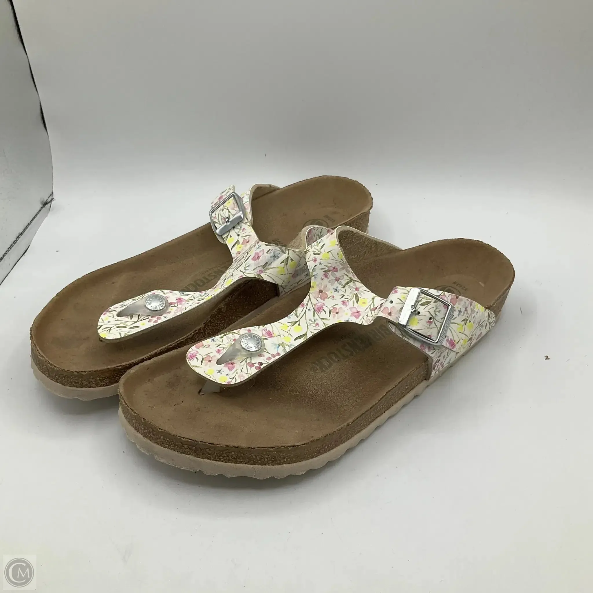 Sandals Flats By Birkenstock In Floral Print, Size: 10