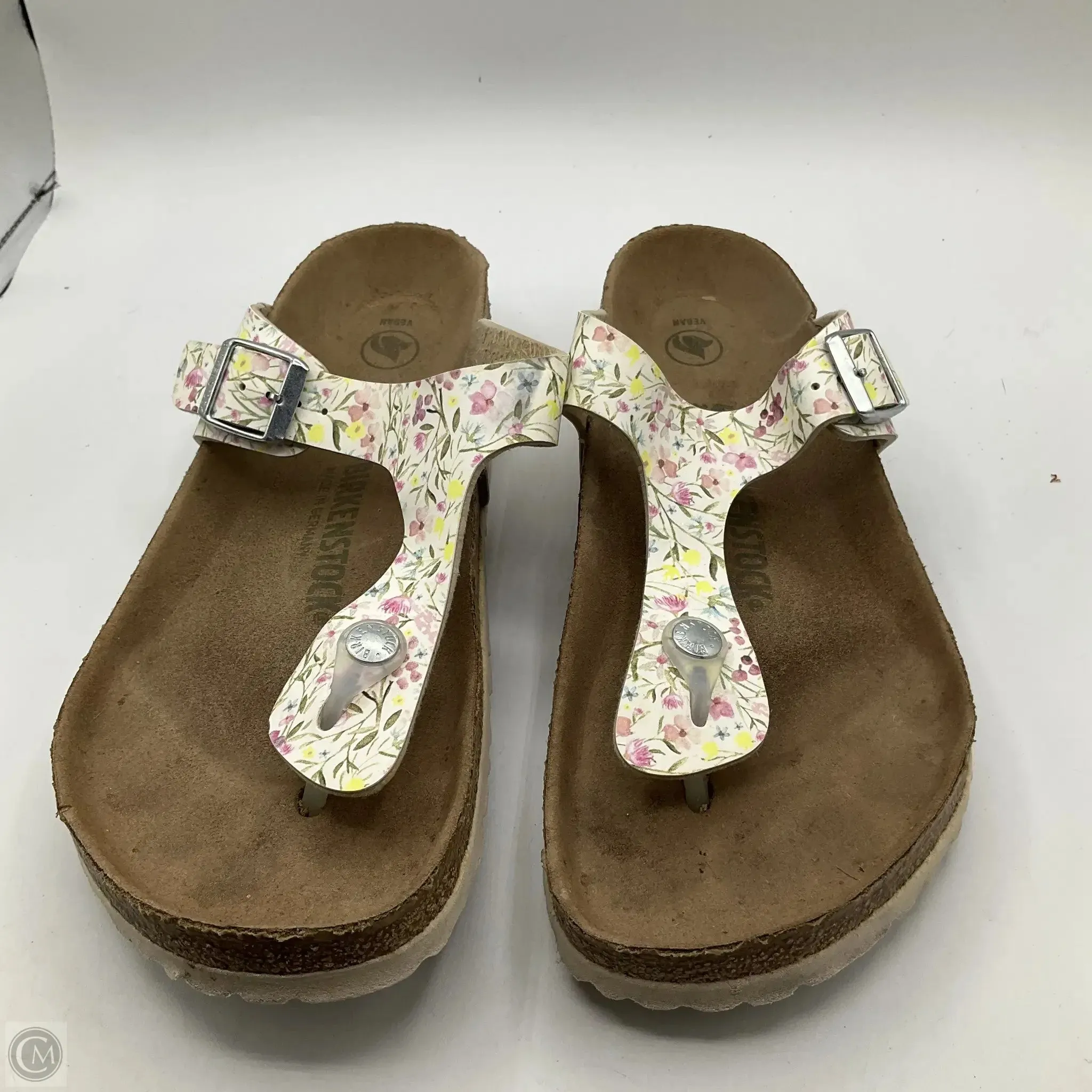 Sandals Flats By Birkenstock In Floral Print, Size: 10