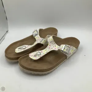 Sandals Flats By Birkenstock In Floral Print, Size: 10