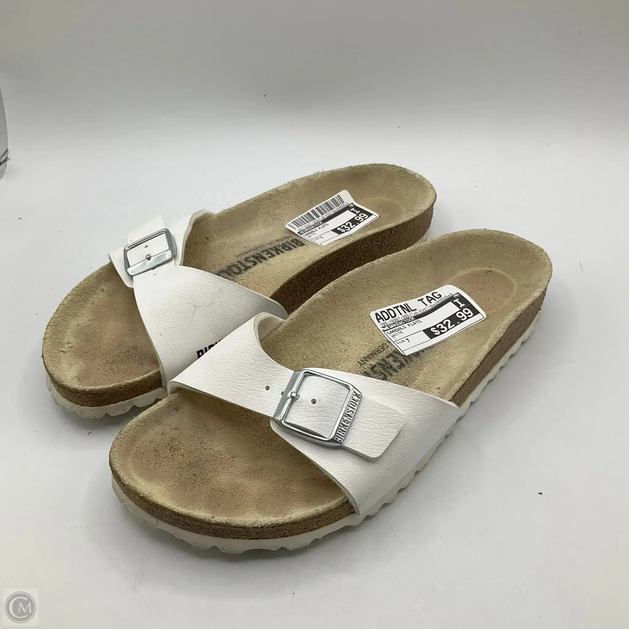 Sandals Flats By Birkenstock In White, Size: 7