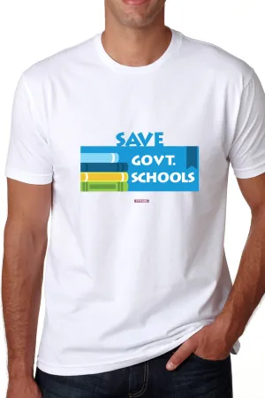 Save Govt. Schools Movement Tee - Styched in India Graphic T-Shirt White Color