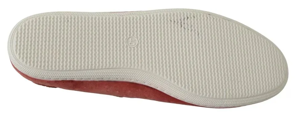 Scarlet Red Blue Stripe Flat Slip-On Shoes