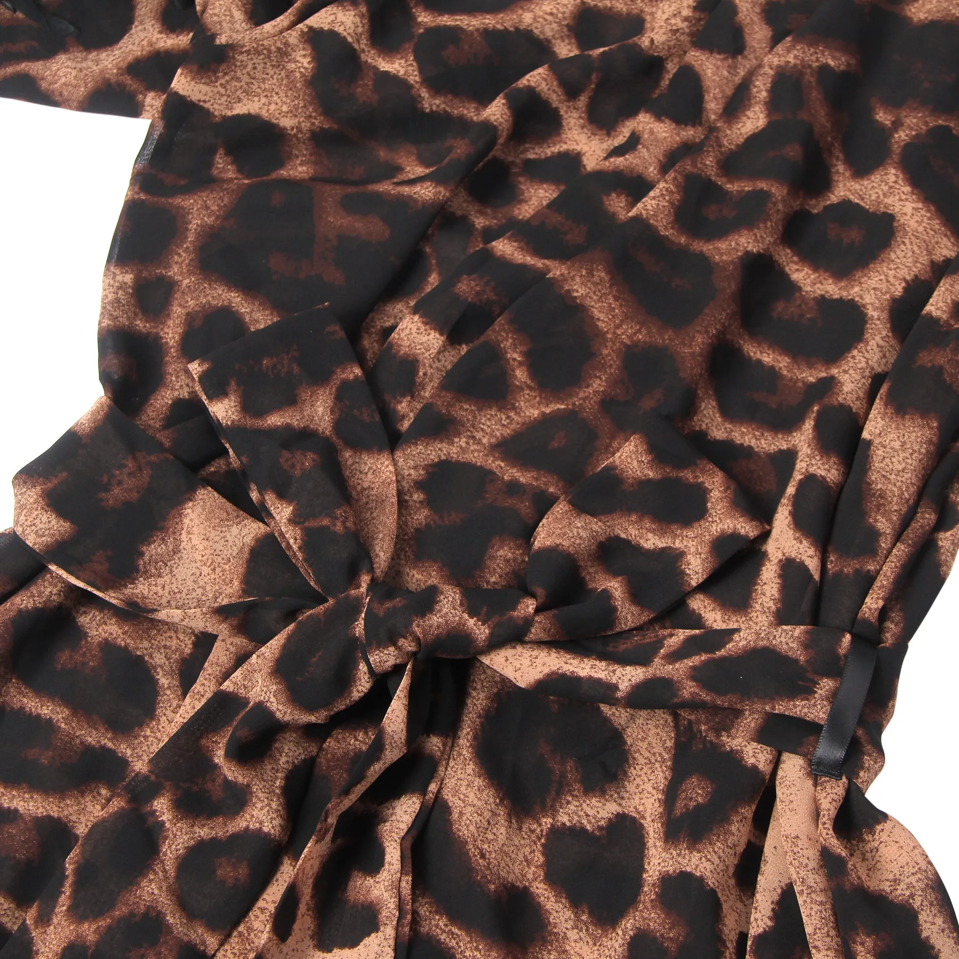 Sexy Leopard Egypt Print Chiffon Feather Long Robe With Belt