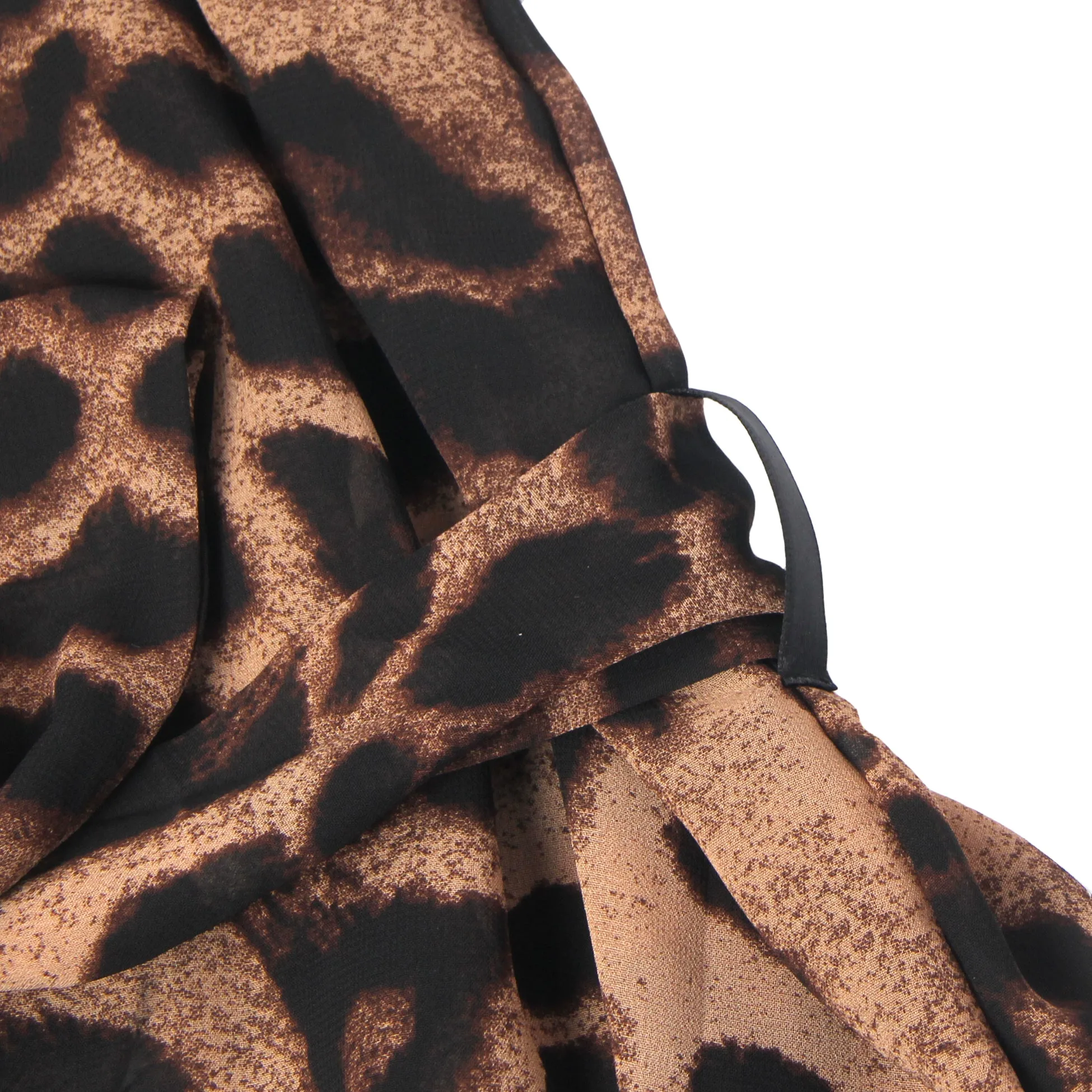 Sexy Leopard Egypt Print Chiffon Feather Long Robe With Belt