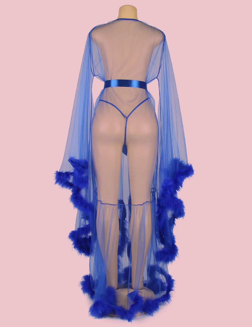 Sexy Robe Egypt Plush Edging Mesh Wide Sleeves With Belt