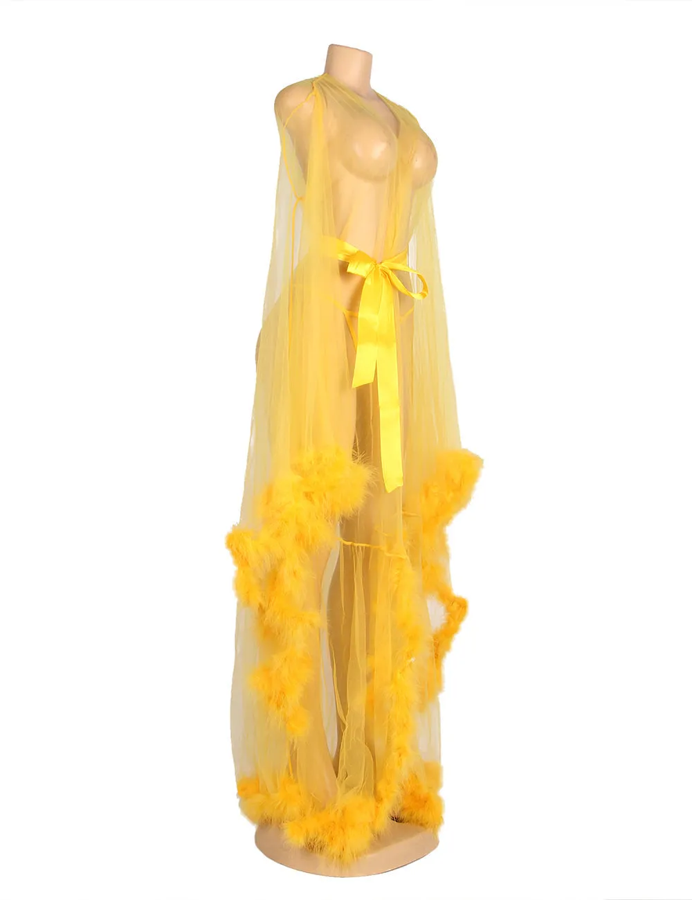 Sexy Robe Egypt Plush Edging Mesh Wide Sleeves With Belt