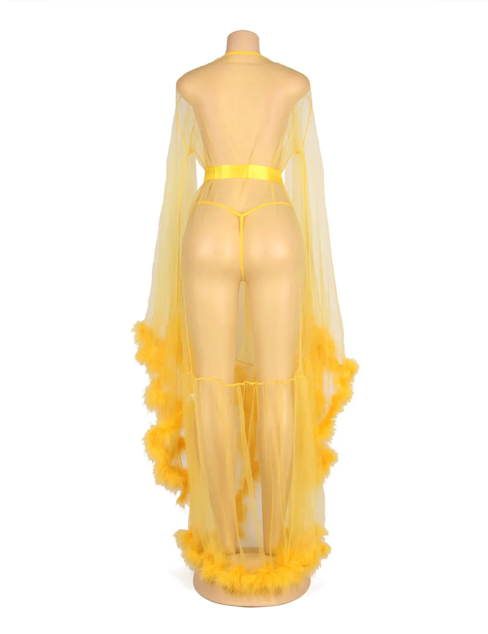 Sexy Robe Egypt Plush Edging Mesh Wide Sleeves With Belt