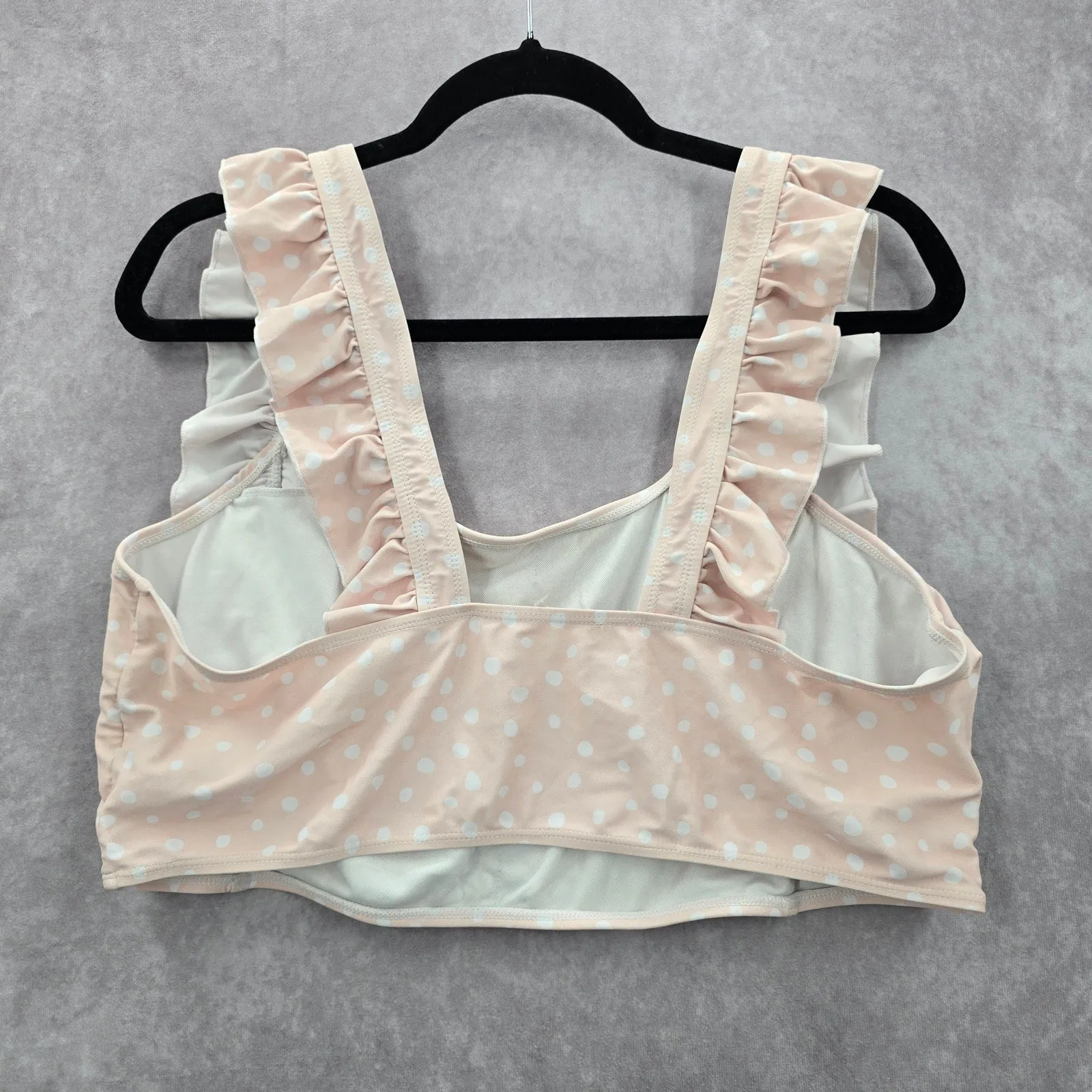 Shein Pink Polka Dot Ruffle Bikini Boho Retro Pullover Top Swimwear Plus 3XL