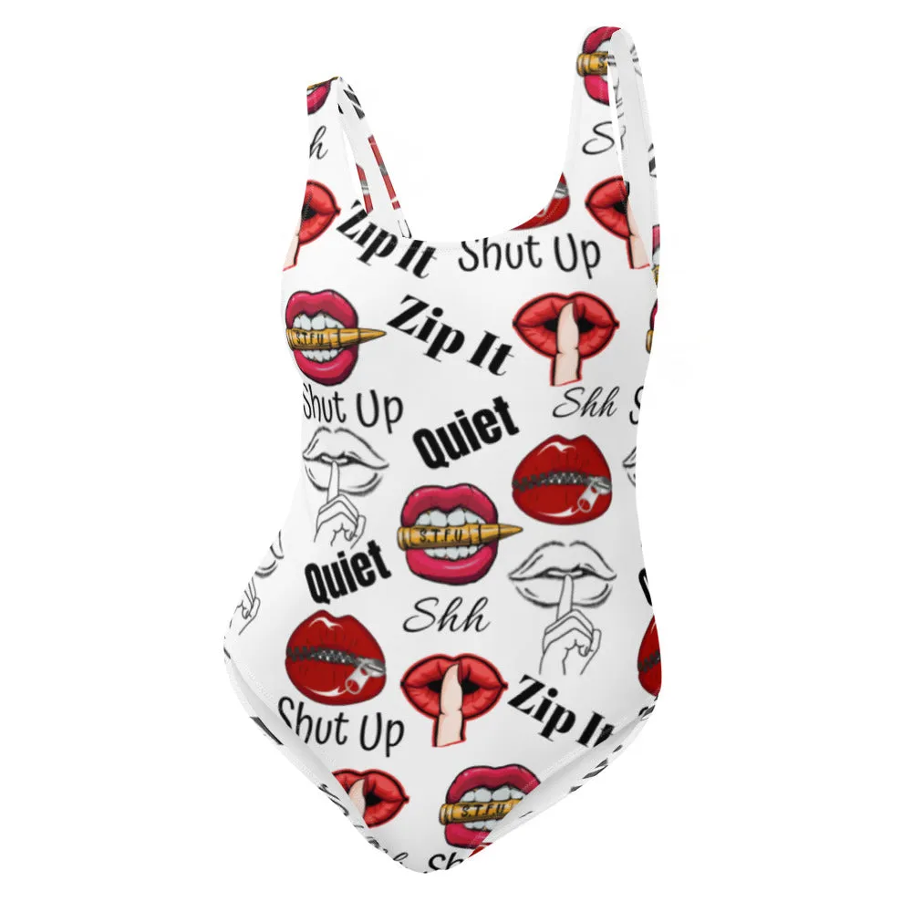 Shhhut Up One-Piece Swimsuit - White