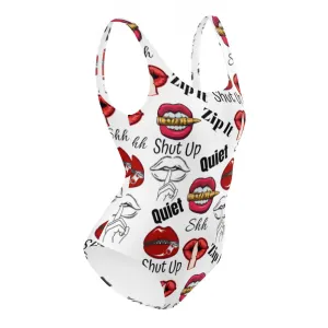 Shhhut Up One-Piece Swimsuit - White