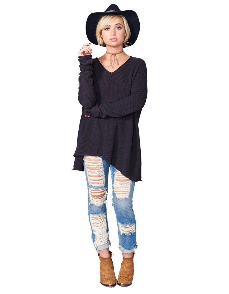 Show Me Your Mumu Overtop Sweater in Deep Charcoal