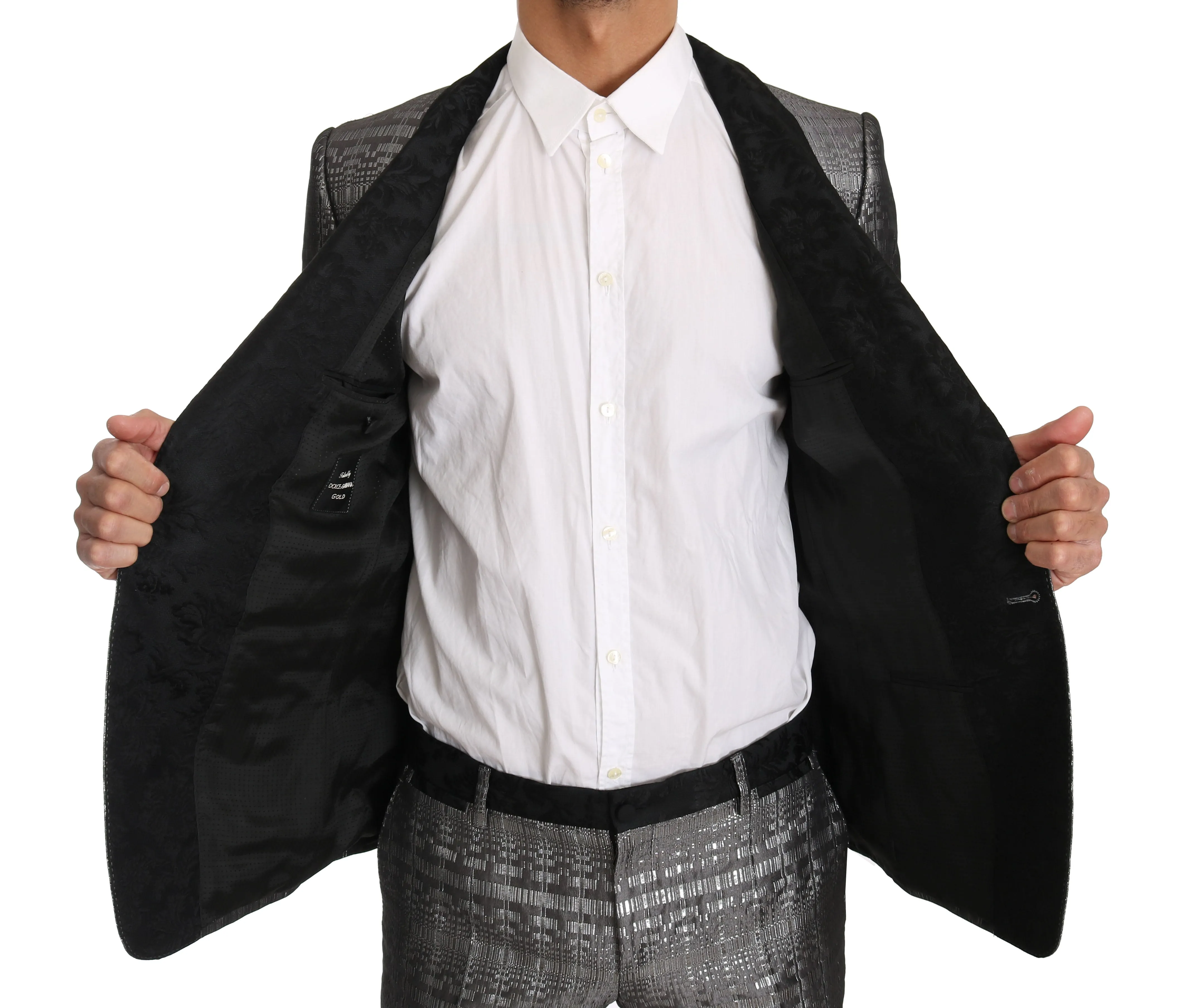 Silver Gray Shiny GOLD 2 Piece Slim Suit