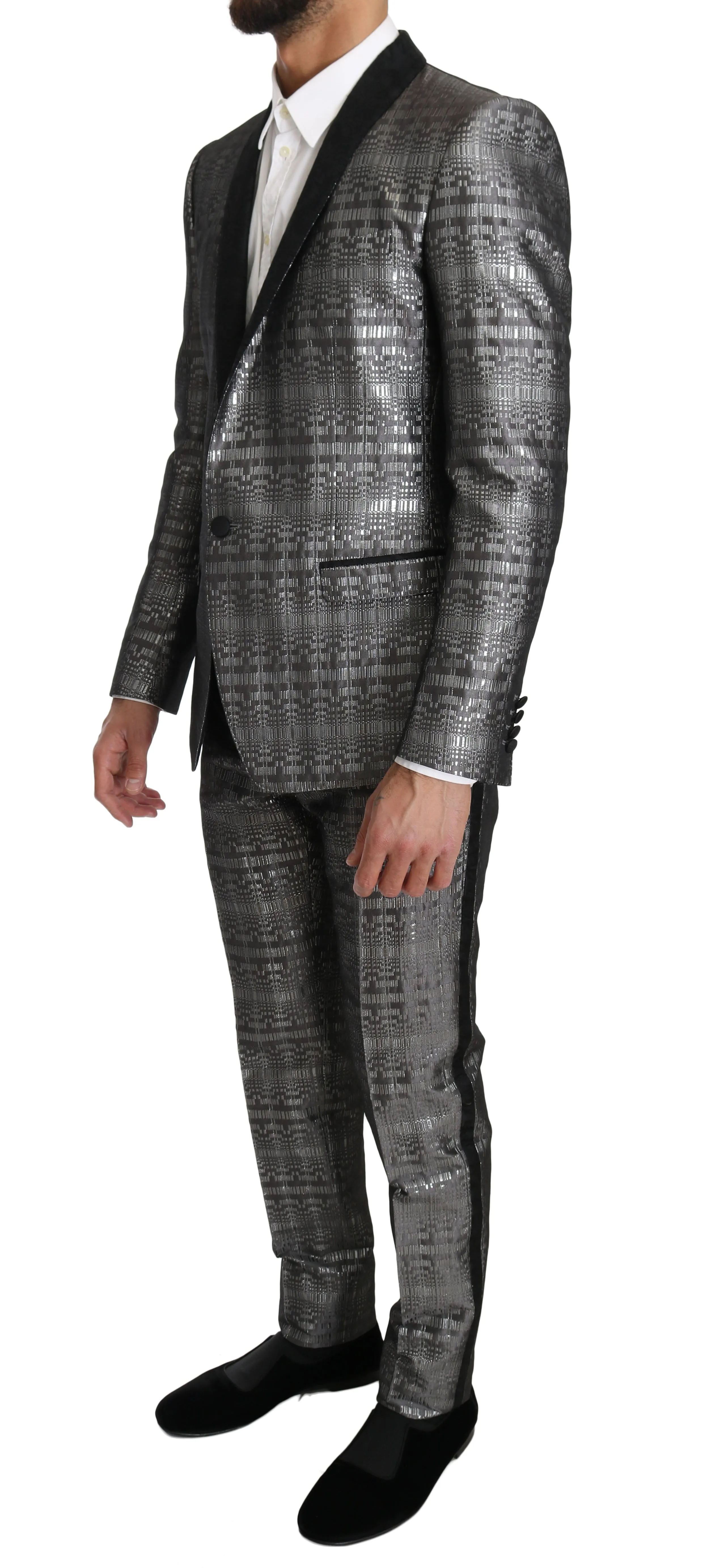 Silver Gray Shiny GOLD 2 Piece Slim Suit