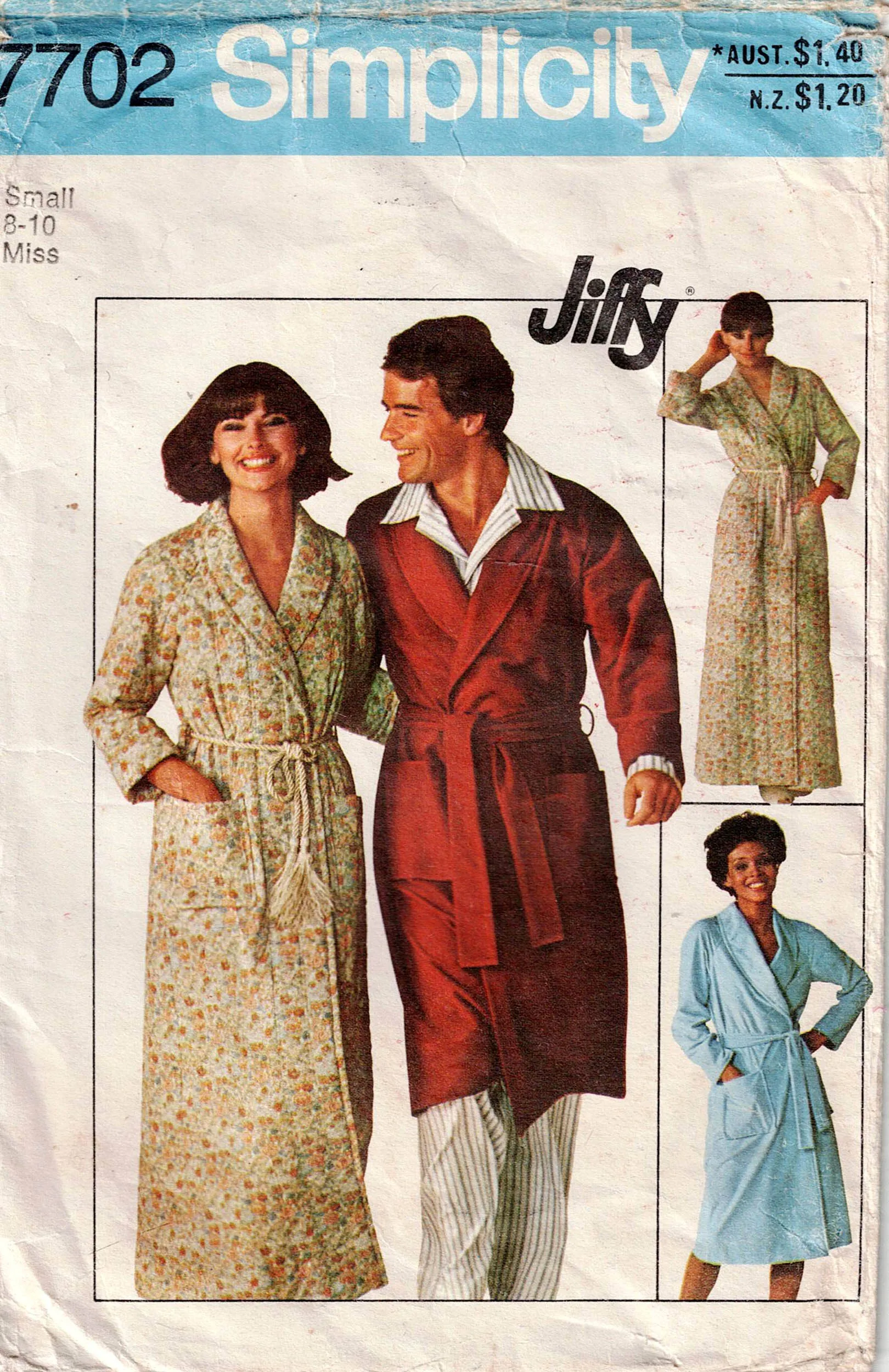 Simplicity 7702 Womens JIFFY Raglan Sleeved Robes 1970s Vintage Sewing Pattern size SMALL 10 - 12