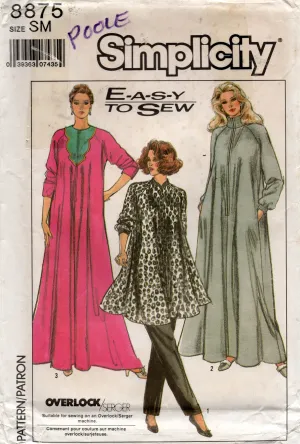 Simplicity 8875 EASY Womens Stretch Zip Front Flared Robe & Pants 1980s Vintage Sewing Pattern Size SMALL  10 - 12 UNCUT Factory Folded