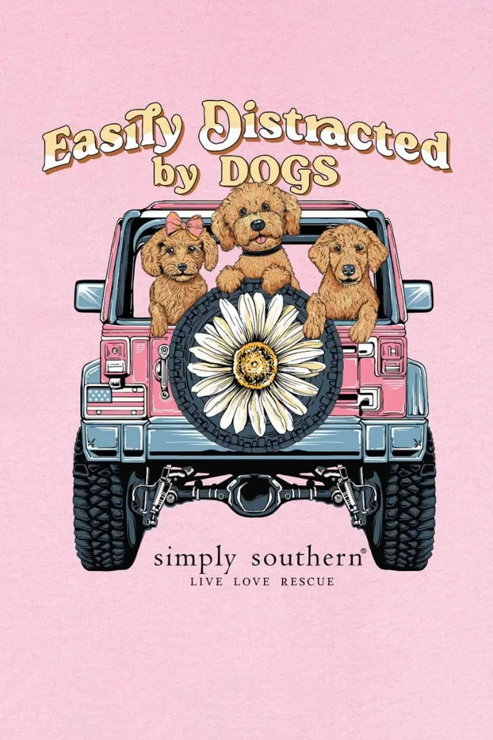 Simply Southern Easily Distracted By Dogs T-shirt for Women in Pink | SS-EASILY-FANCYCANDY