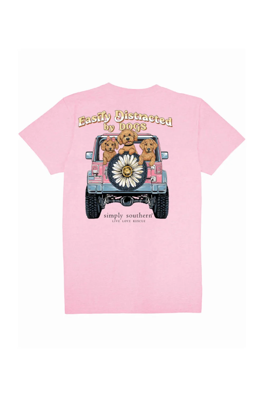 Simply Southern Easily Distracted By Dogs T-shirt for Women in Pink | SS-EASILY-FANCYCANDY