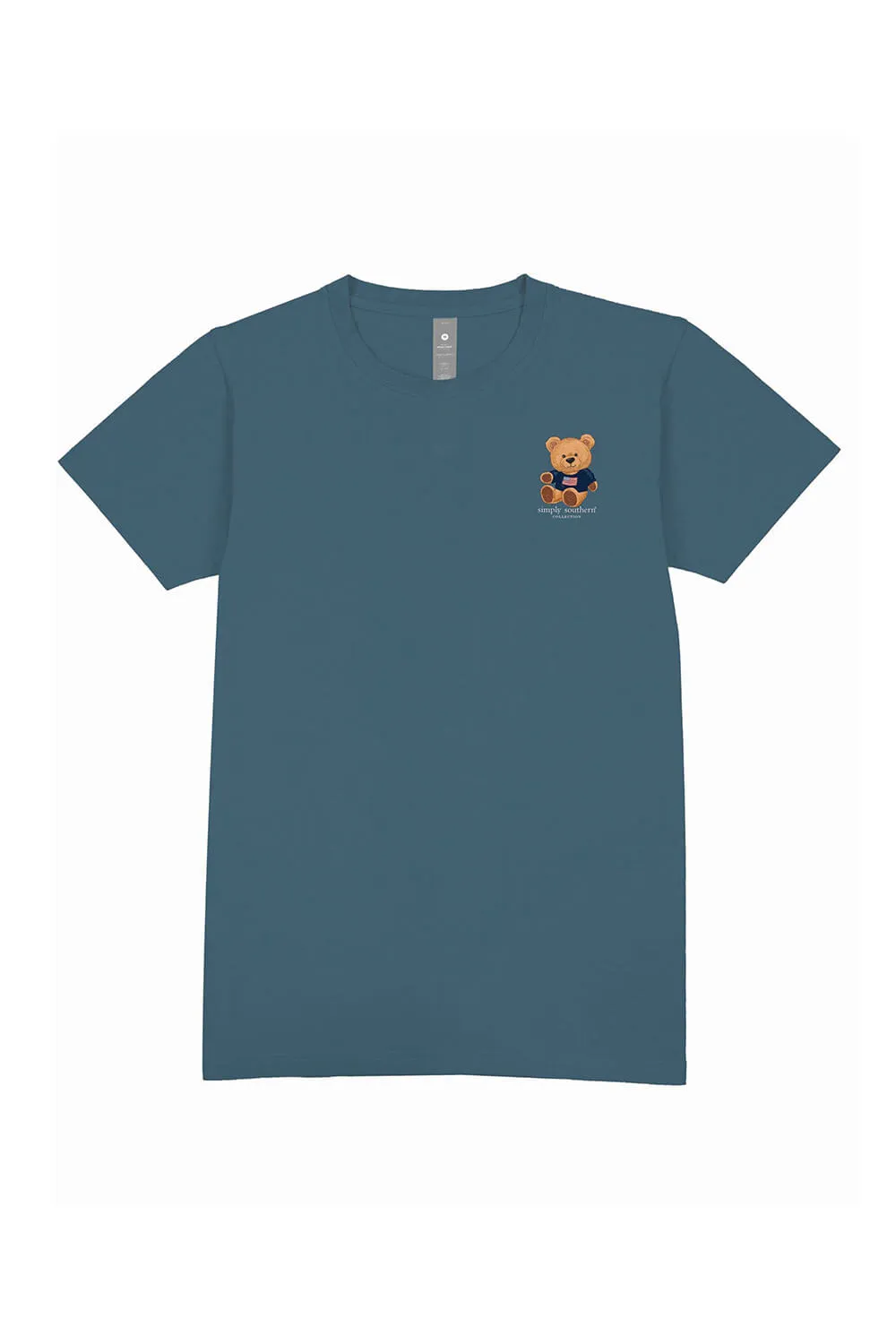 Simply Southern Plus Size Teddy Bear T-Shirt for Women in Comet Blue | EXT-SS-USA-COMET
