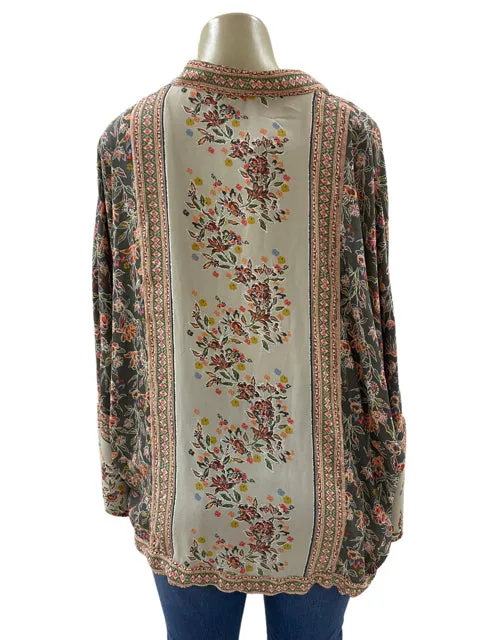 Size M/L free people gray multi TOPS